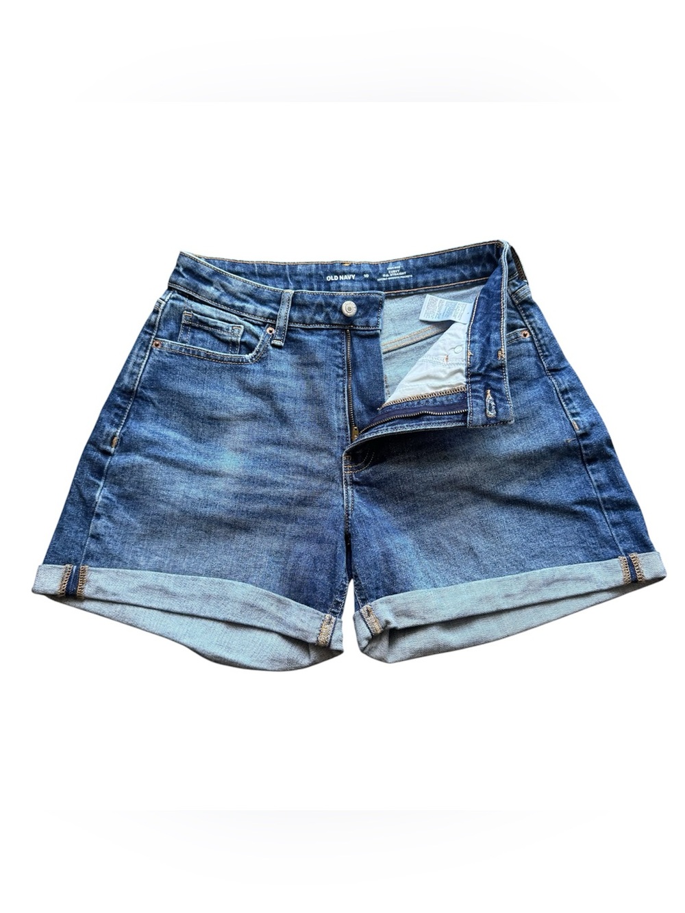 Old Navy Women's High Rise Curvy O.G. Straight Denim Shorts Size 10 Blue